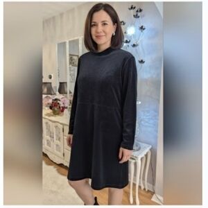 Eddie Bauer Woman's  Velvet Long Sleeve Mock Neck  Dress, Size L